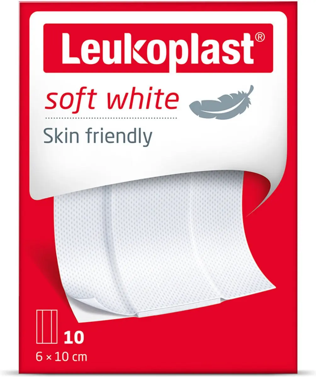 Leukoplast Soft White Pleisters 10x8cm - 10 Stuks