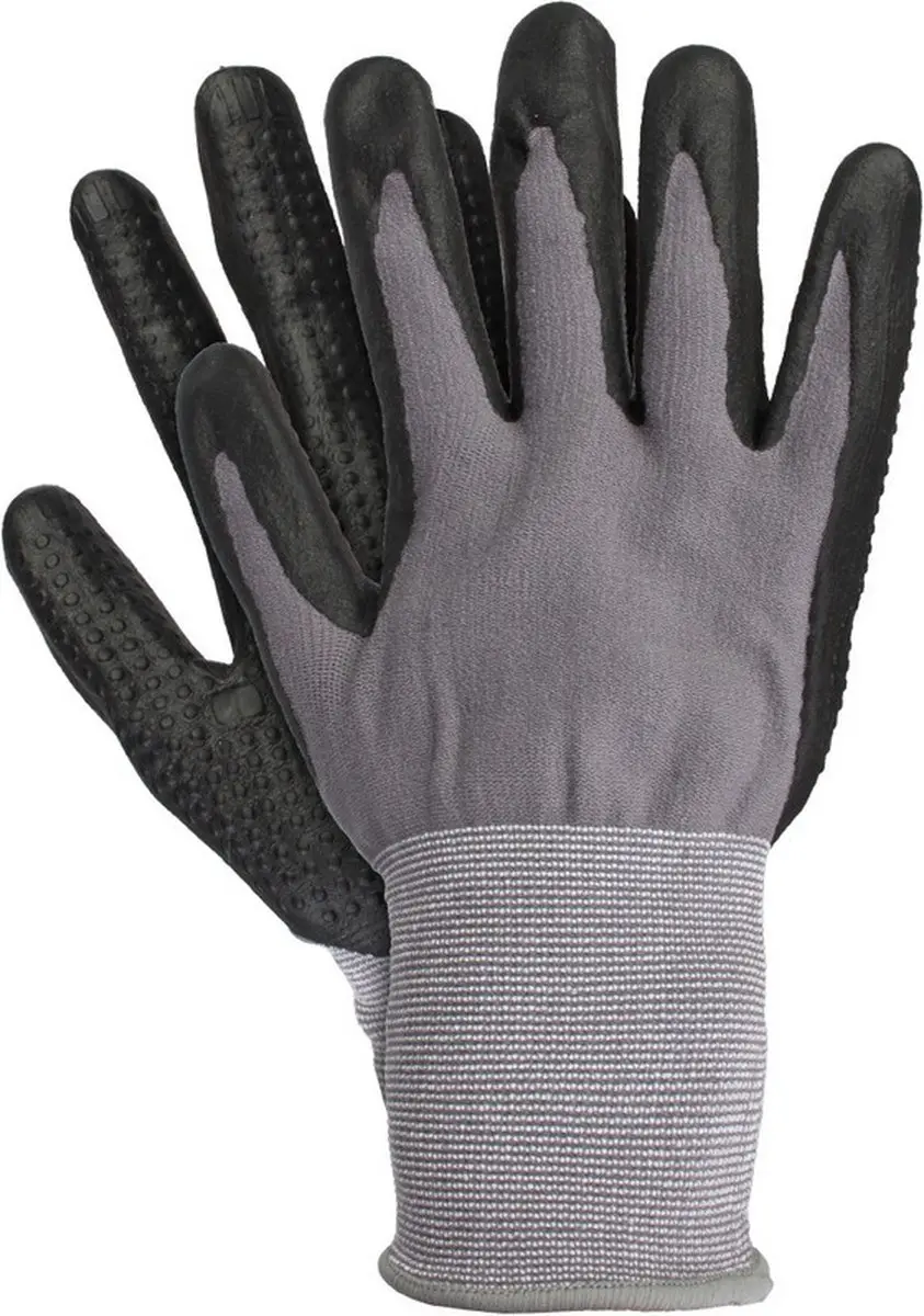 Talen Tools Nylon Werkhandschoenen - Nitril coating - Grijs/Zwart - Maat L
