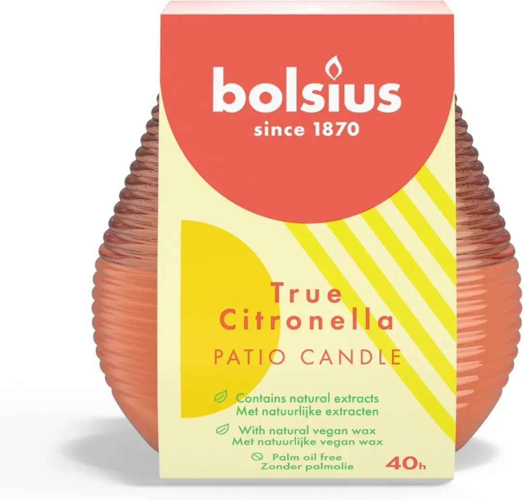 Bolsius True Citronella Patio Candle 94/91 - Koraal