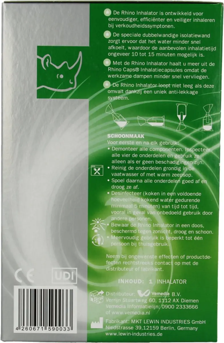 Rhino Inhalator Stoommiddel - 1 Stuks