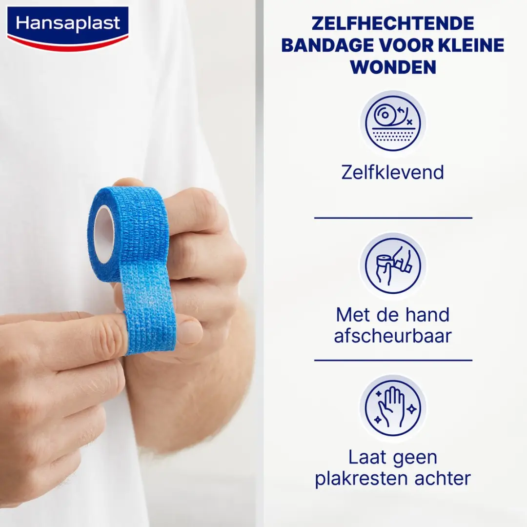 Hansaplast Finger Cohesive Vingerbandage 2.5cm x 5m - Blauw