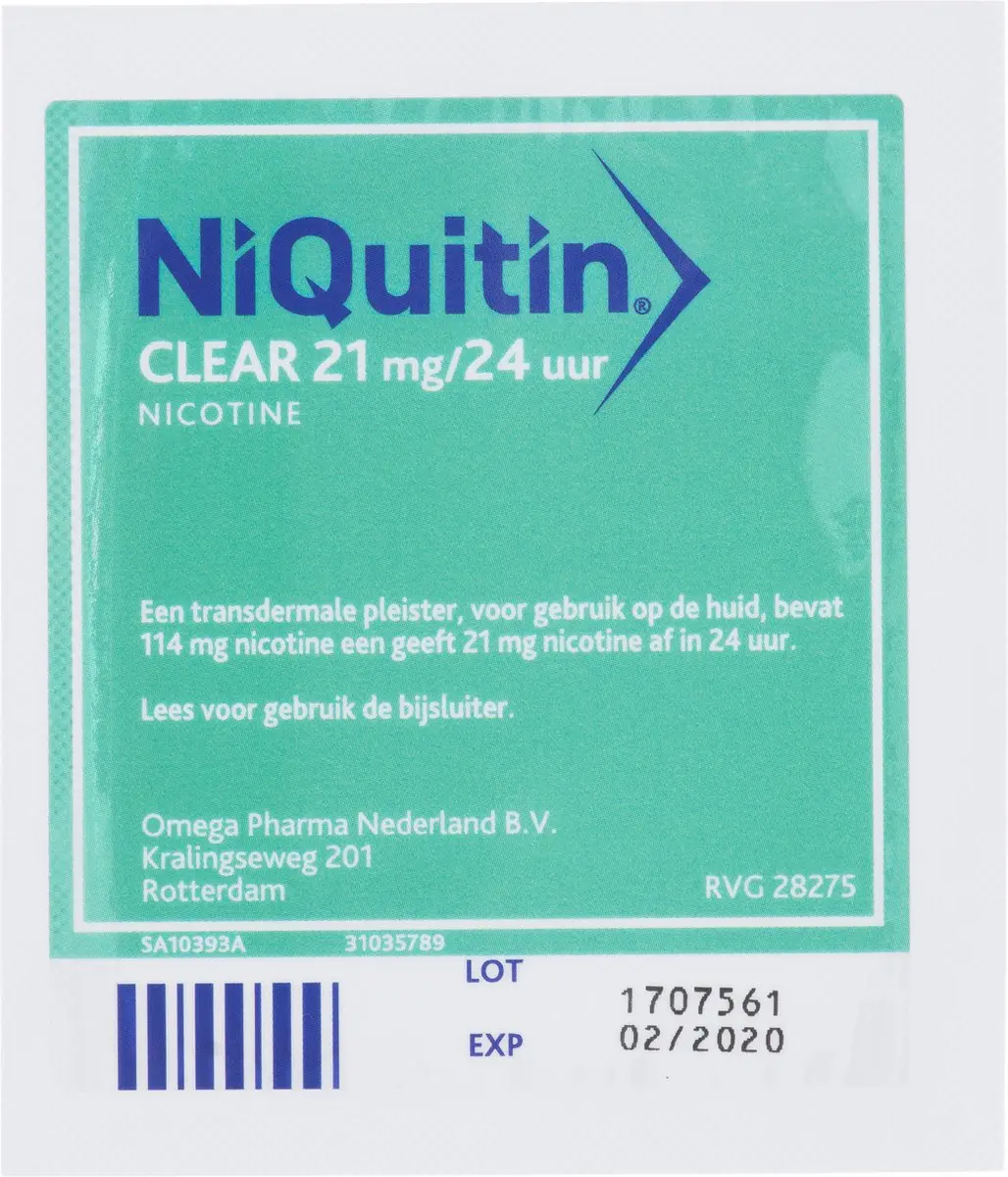 NiQuitin Clear Pleister Stap 1 21mg - 14 Stuks