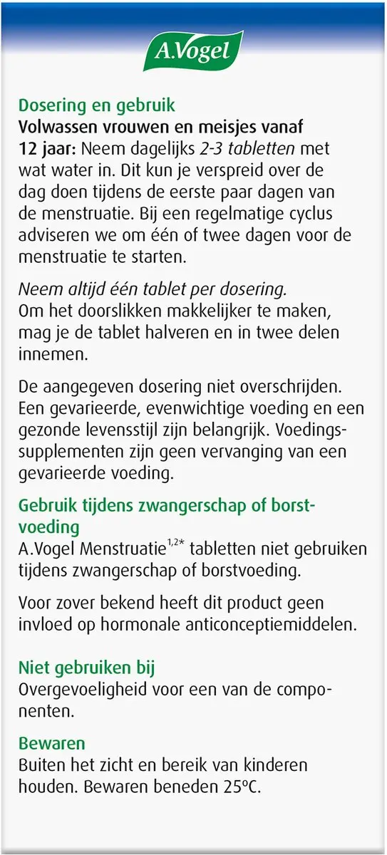 A.Vogel Menstruatie Tabletten 30 Stuks