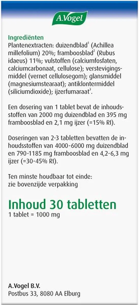 A.Vogel Menstruatie Tabletten 30 Stuks
