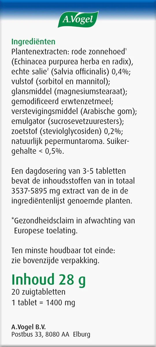 A.Vogel Keeltabletten - 20 Stuks