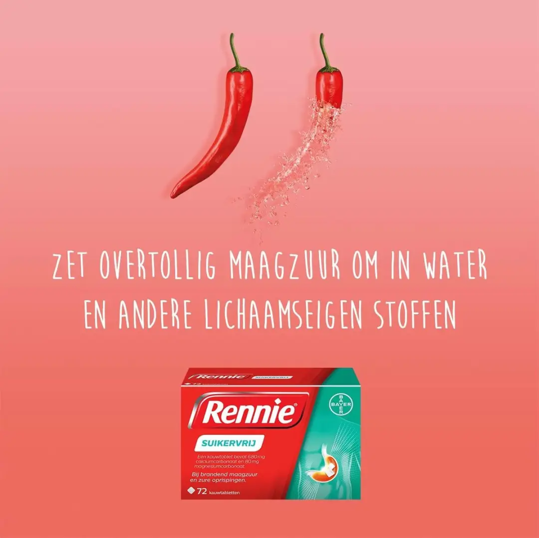 Rennie Suikervrij Kauwtabletten 72 Stuks
