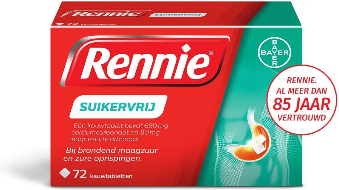Rennie Suikervrij Kauwtabletten 72 Stuks