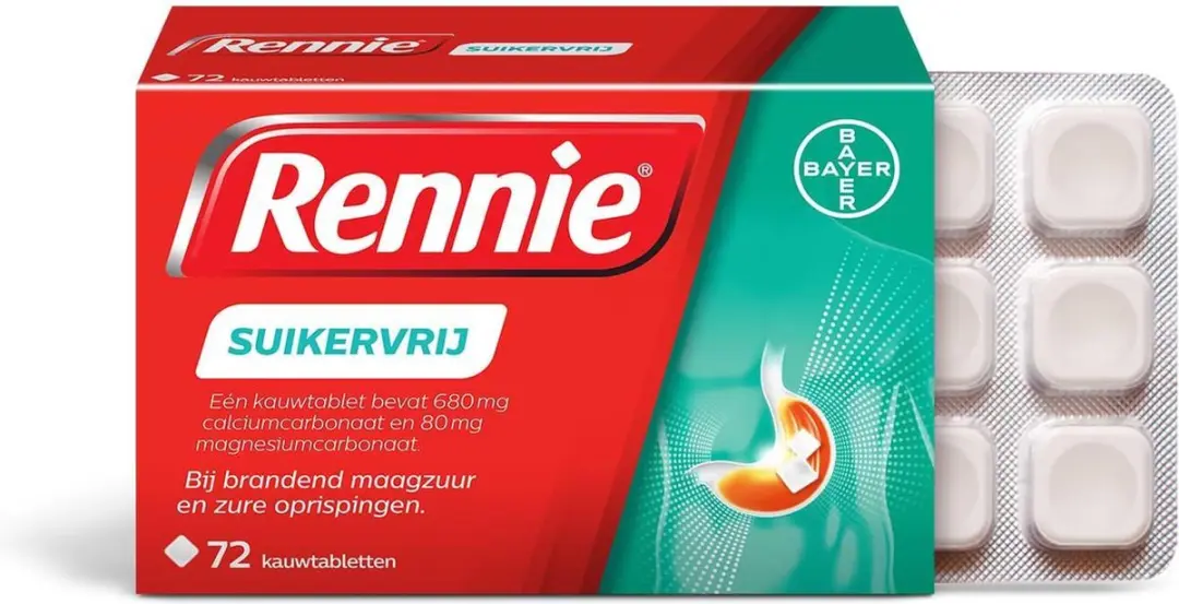 Rennie Suikervrij Kauwtabletten 72 Stuks