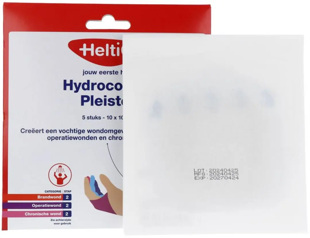 Heltiq Hydrocolloid Pleisters 10x10cm - 5 Stuks