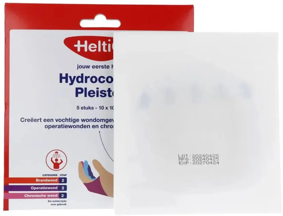 Heltiq Hydrocolloid Pleisters 10x10cm - 5 Stuks