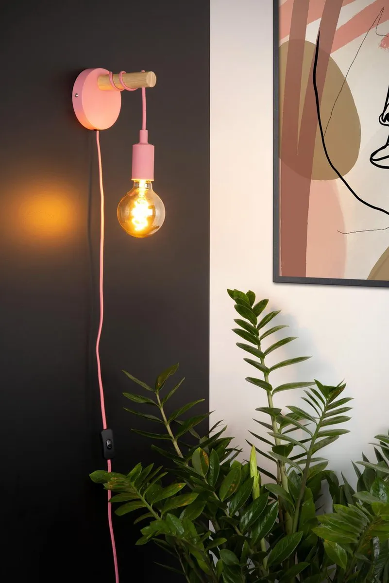 Lucide POLA Wandlamp Kinderkamer Ø12cm - Roze