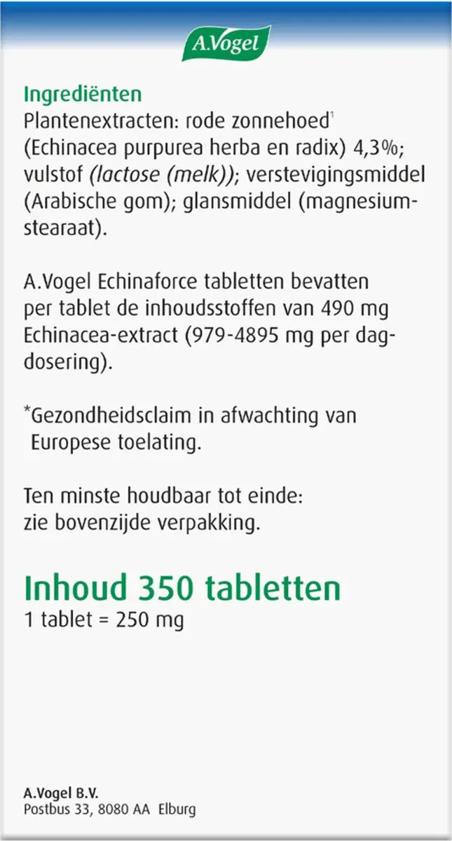 A.Vogel Echinaforce Weerstand 700g - 2x350 Tabletten