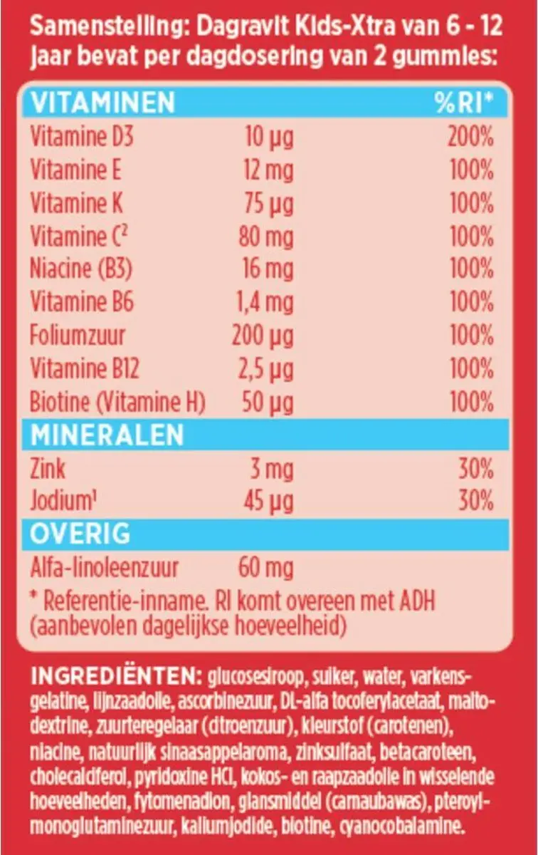 Dagravit Kids-Xtra Multivitaminen 6-12 jaar - 120 Gummies