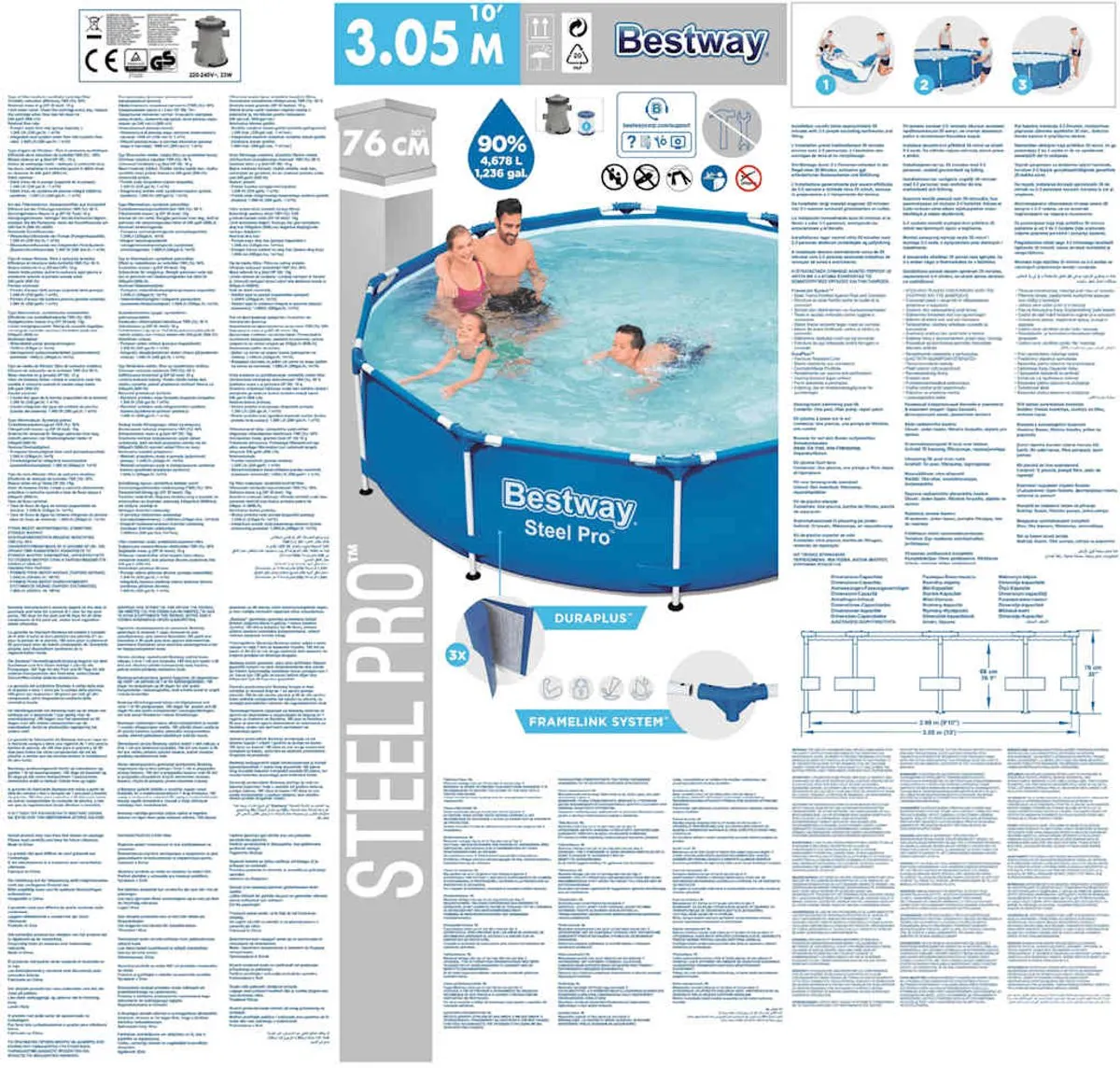 Bestway Steel Pro Zwembad Ø305x76cm - 4678L