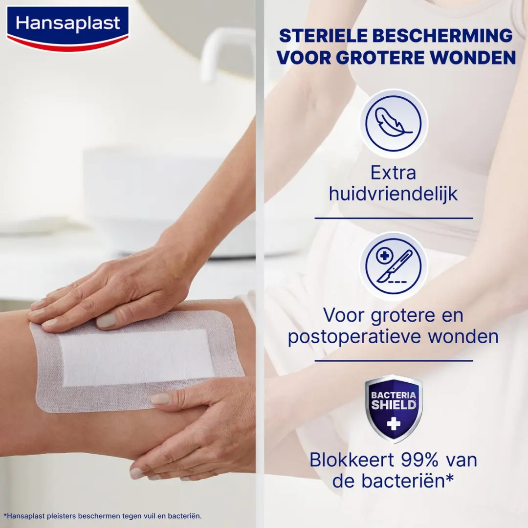 Hansaplast Sensitive Pleisters 10x20cm - 5 Stuks - afbeelding 6 van 6