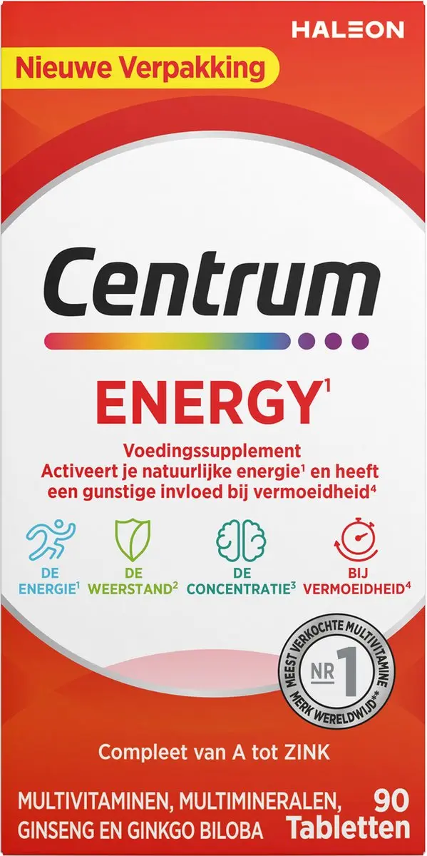 Centrum Energy Multivitaminen 90 Tabletten - Ginkgo & Ginseng