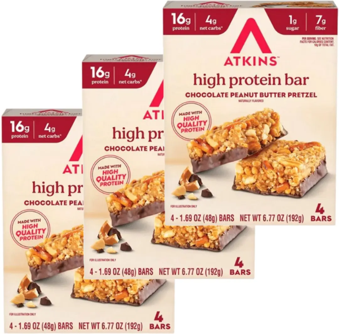 Atkins High Protein Bar Chocolade Pindakaas Pretzel - 3x192g