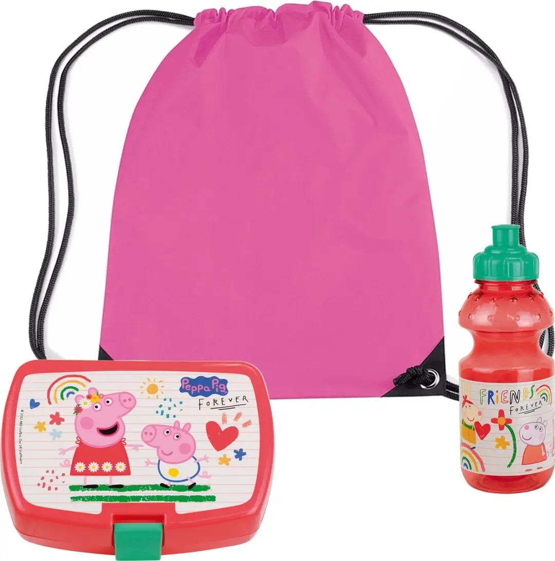 Peppa Pig Lunchboxset 3-delig Roze - Incl. gymtas