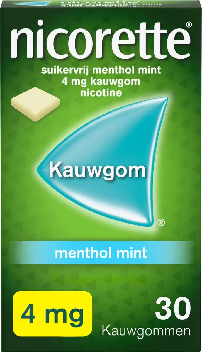 Nicorette Suikervrije Kauwgom Menthol Mint 4mg