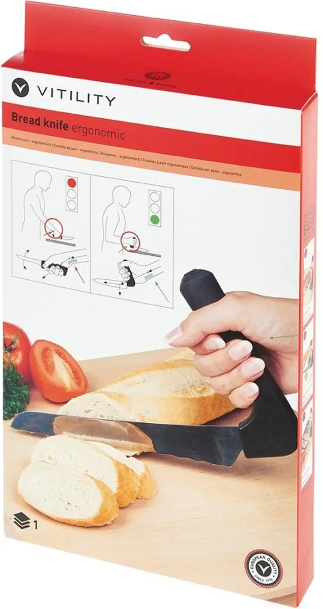 Vitility VIT-70210130 Ergonomisch Broodmes - Zwart