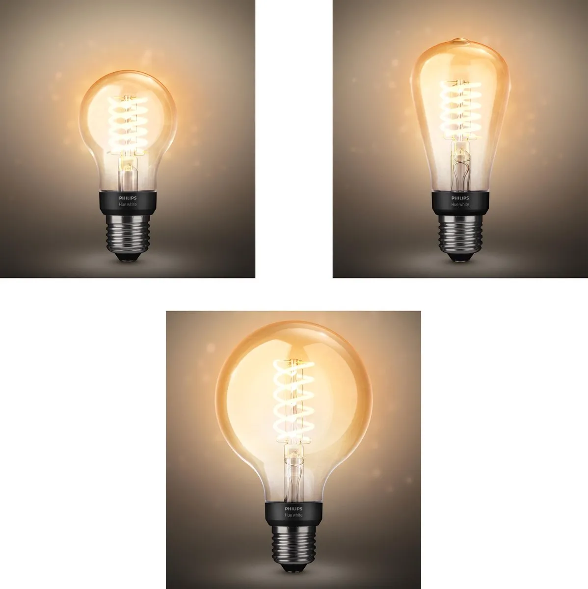 Philips Hue Starterspakket E27 - 3x Warmwit Filament - Goud - Incl. Bridge & Dimmer