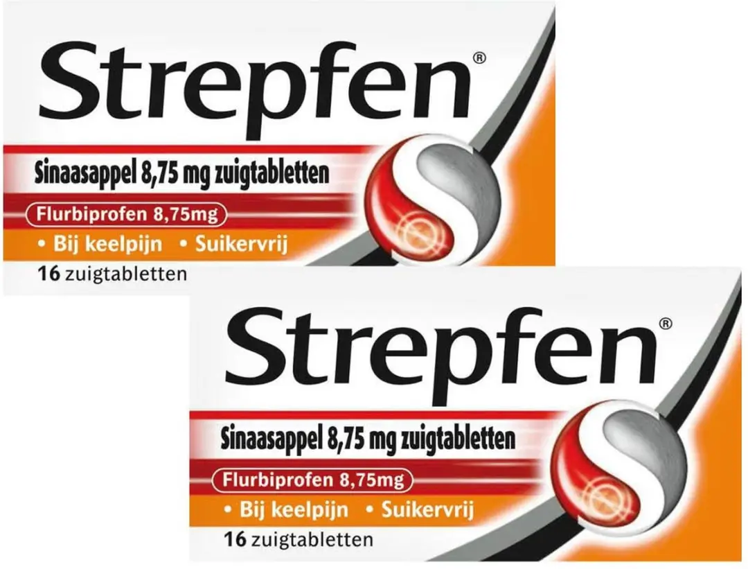 Strepfen Sinaasappel Suikervrij Zuigtabletten - 2x16 Stuks