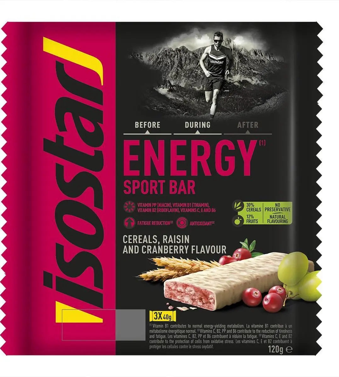 Isostar Energy Sport Bars Cranberry - 60 Stuks (20x3)