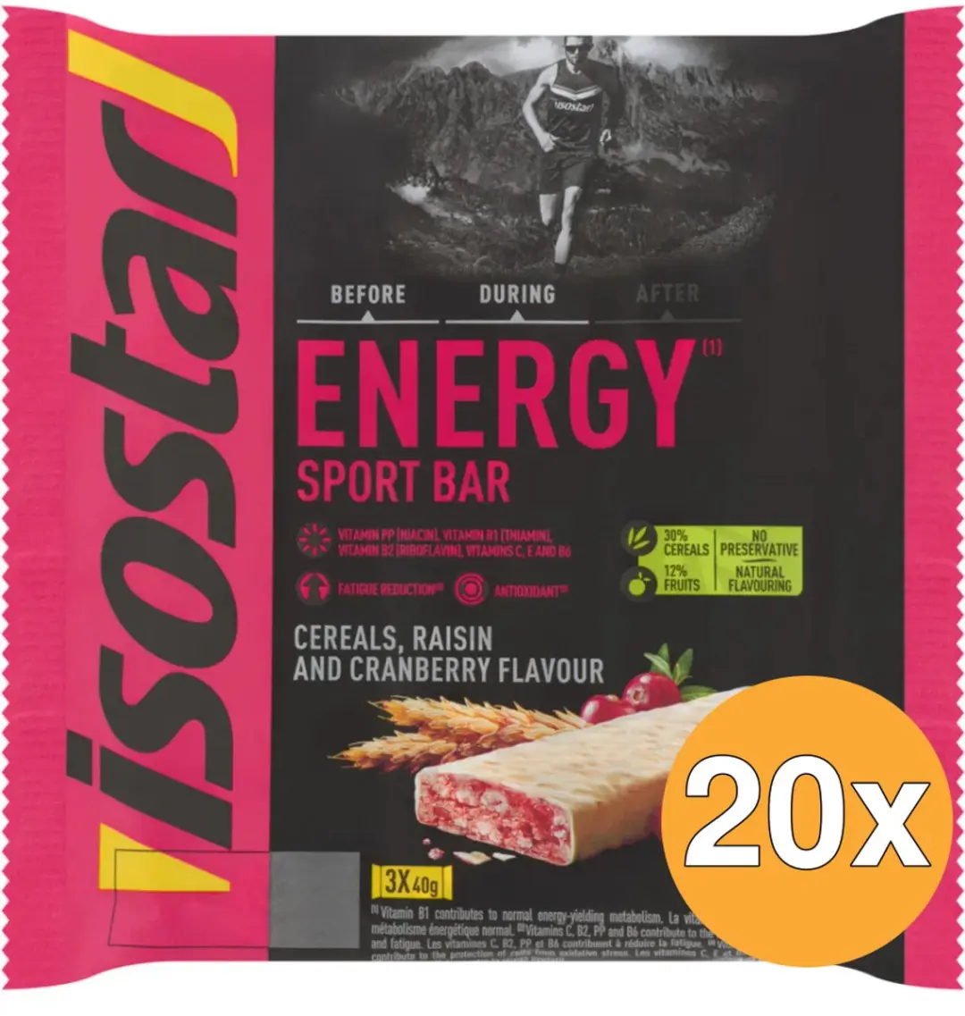 Isostar Energy Sport Bars Cranberry - 60 Stuks (20x3)