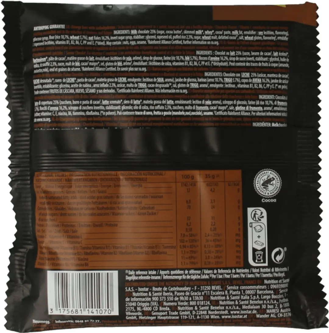 Isostar Energy Sport Bar Chocolade - 3x40g
