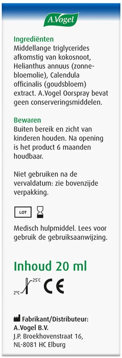 A.Vogel Oorspray Droge Huid 20ml
