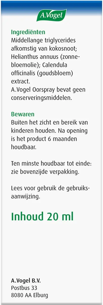 A.Vogel Oorspray Droge Huid 20ml