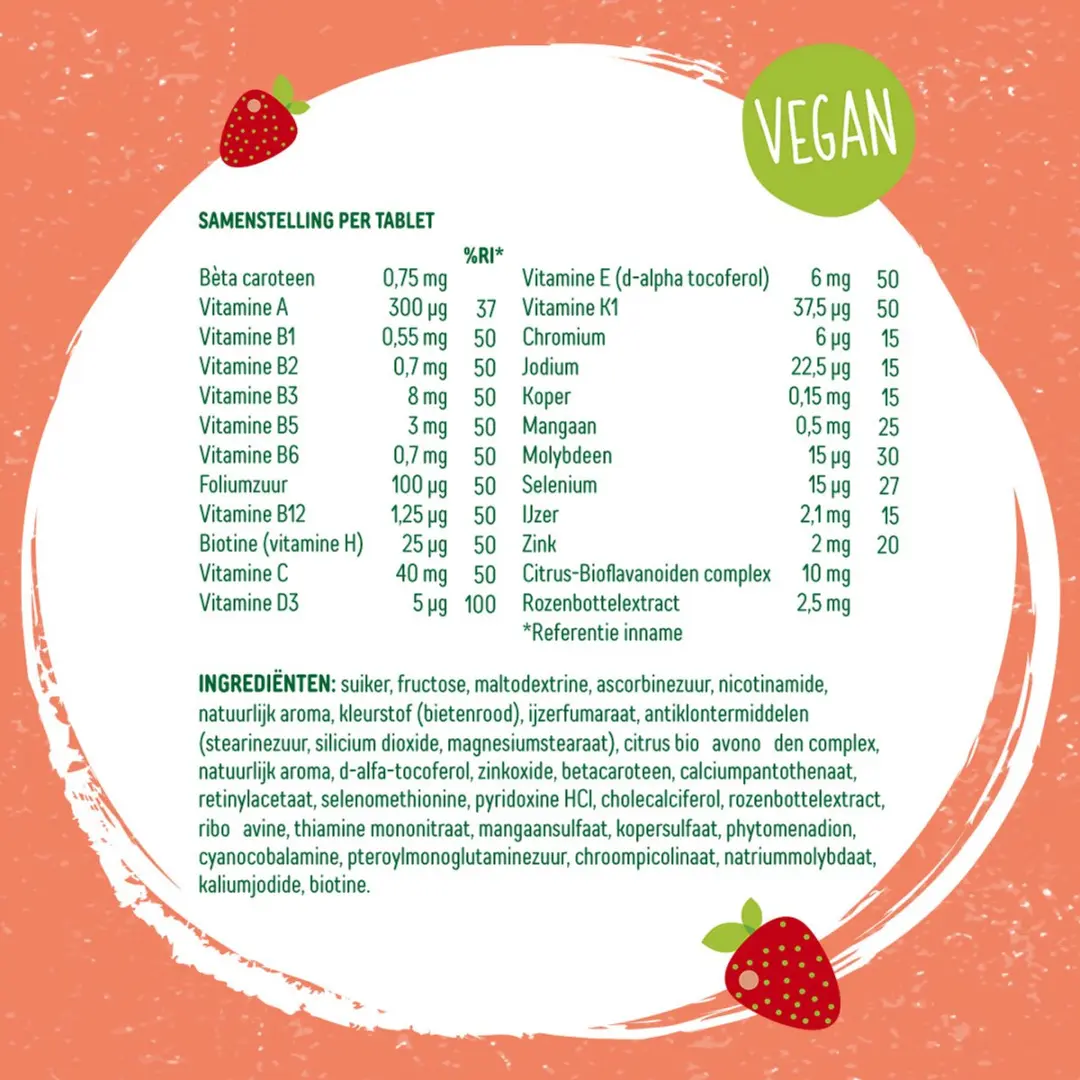 Dagravit Kids Multivitaminen Aardbei - 60 Kauwtabletten