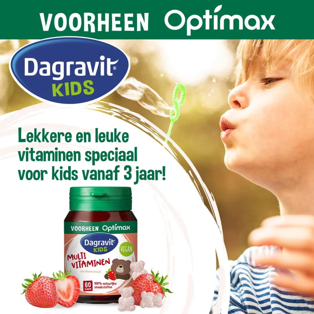 Dagravit Kids Multivitaminen Aardbei - 60 Kauwtabletten