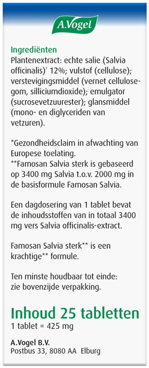 A.Vogel Famosan Salvia Overgang Sterk 50 tabletten - 2x25