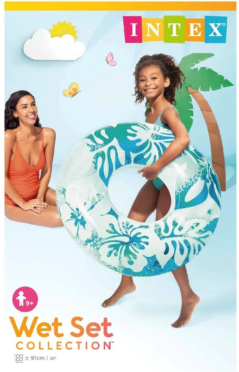 Intex Fashion Zwemring Bloemen 91cm - Blauw
