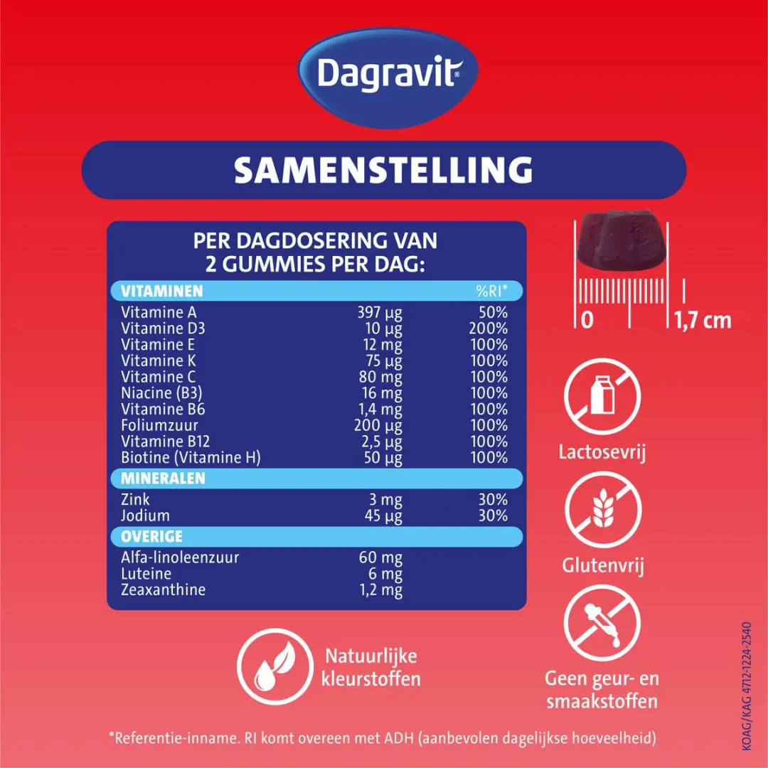 Dagravit Kids Eyes Multivitaminen 60 Gummies - Bessensmaak - Leeftijd 6-12 jaar