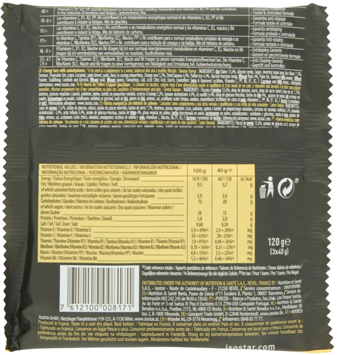 Isostar High Energy Sportreep Banaan - 20 Stuks