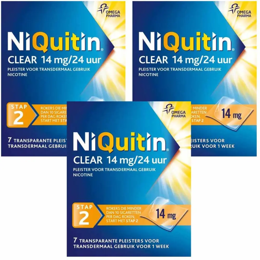 NiQuitin Clear Nicotinepleisters 14mg Stap 2 - 21 Stuks