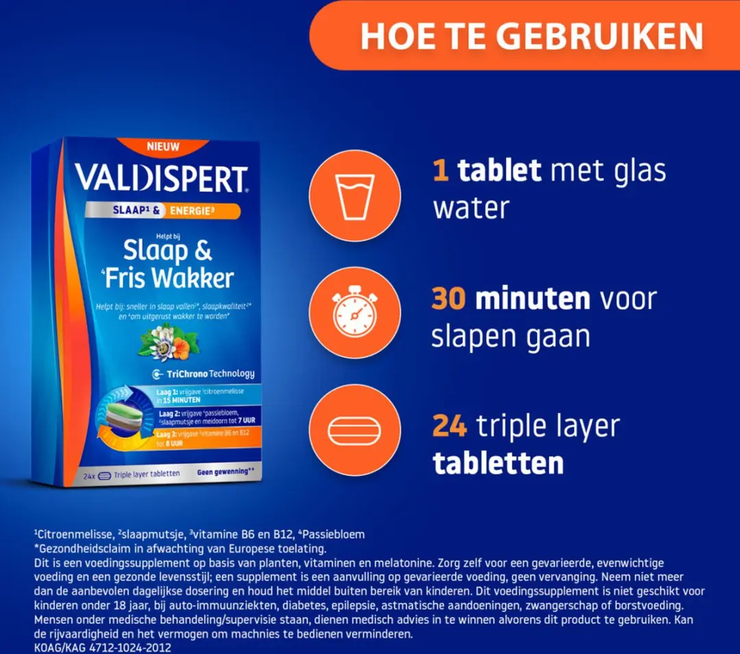 Valdispert Slaap & Fris Wakker 48 tabletten - 2x24 Stuks