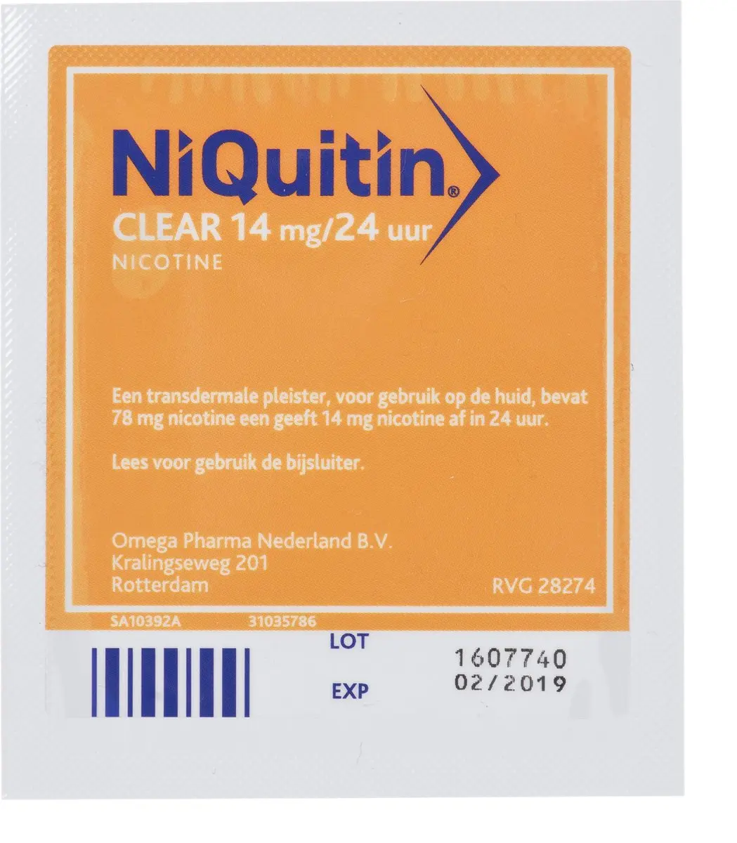 NiQuitin Clear Pleister Stap 2 14mg - 7 Stuks