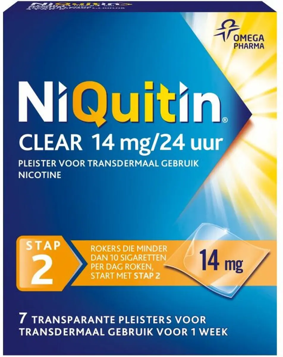 NiQuitin Clear Pleister Stap 2 14mg - 7 Stuks