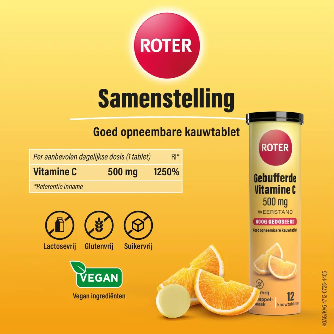 Roter Gebufferde Vitamine C 500mg Kauwtabletten - 24 Stuks