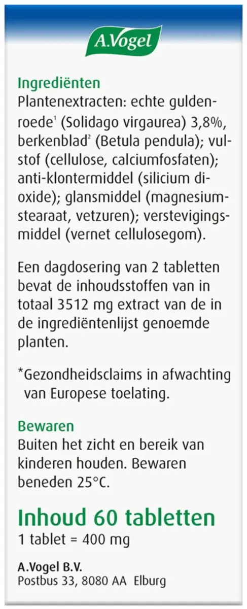 A.Vogel Solidago Vochthuishouding 120 tabletten - 2x60