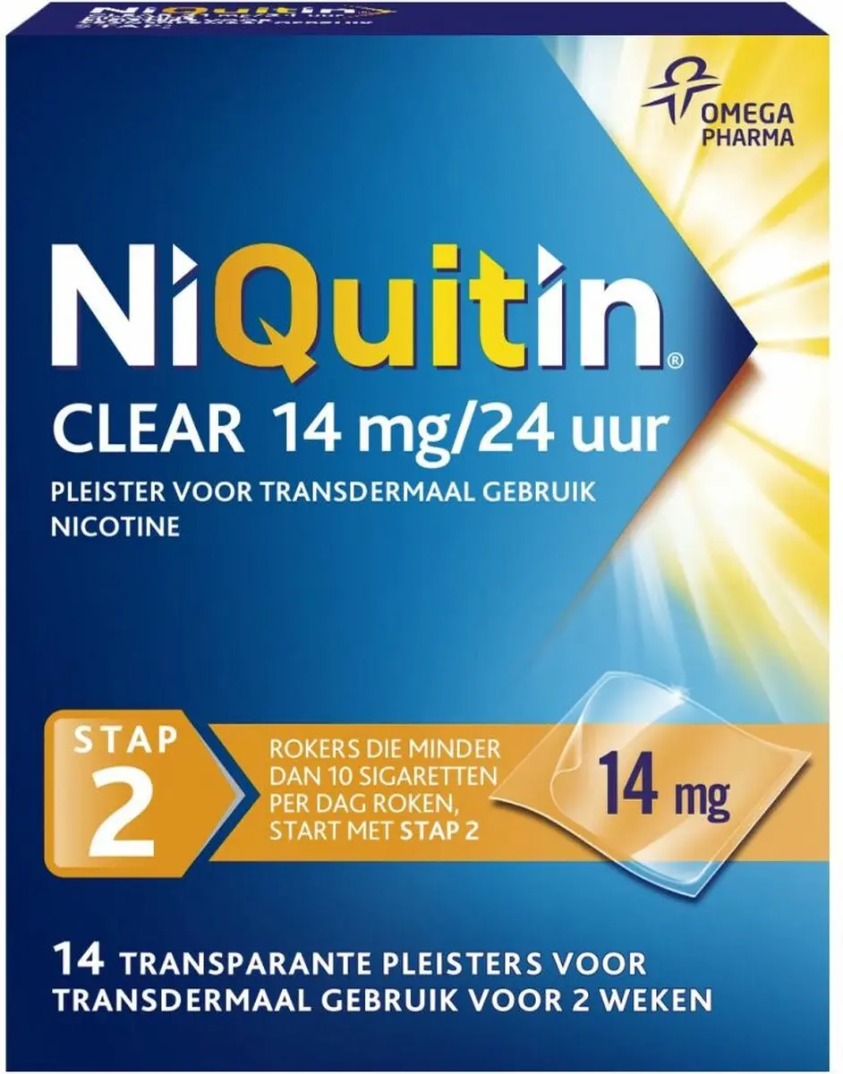NiQuitin Clear Pleister Stap 2 14mg - 28 Stuks