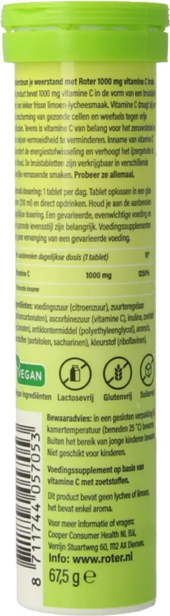 Roter Vitamine C 1000mg Bruistabletten - 15 Stuks - Limoen-lychee