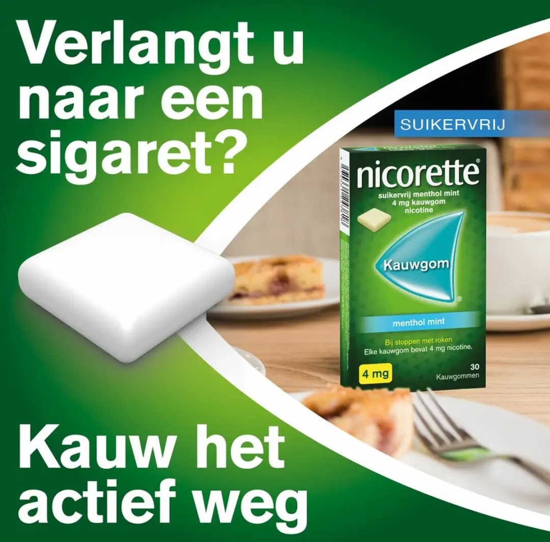 Nicorette Suikervrij Kauwgom Menthol Mint 4mg - 60 Stuks