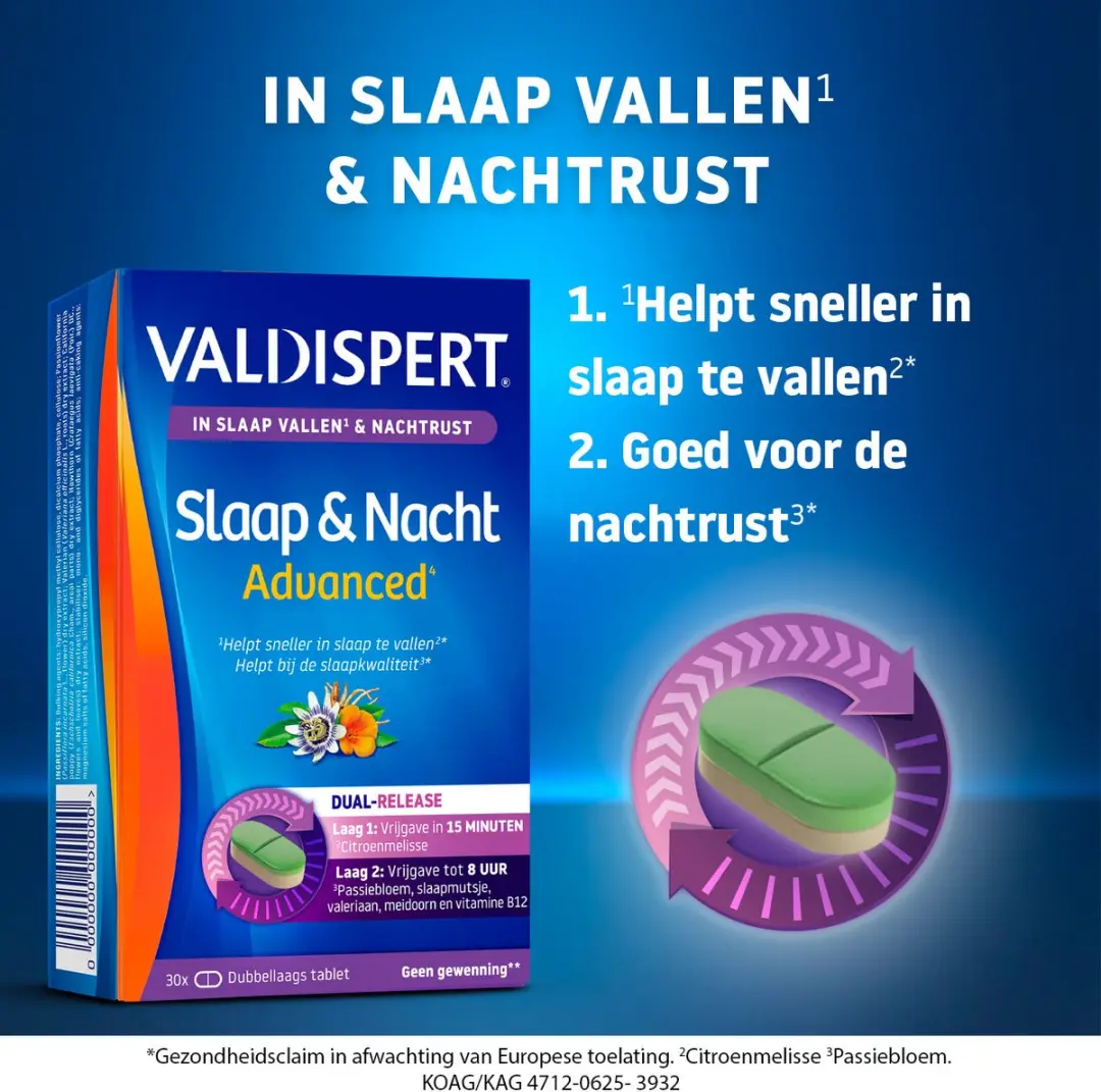 Valdispert Slaap & Nacht Advanced 30 Tabletten - Citroenmelisse