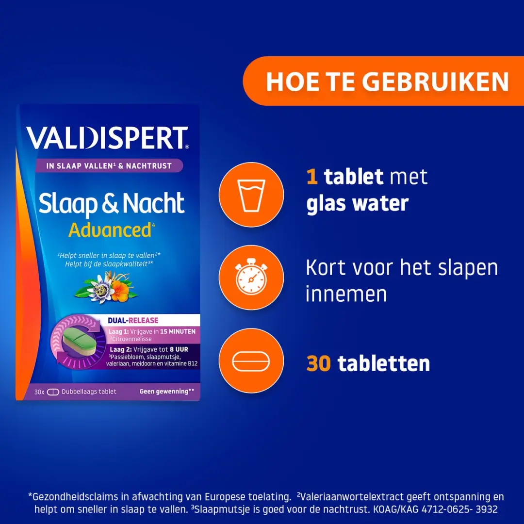 Valdispert Slaap & Nacht Advanced 30 Tabletten - Citroenmelisse