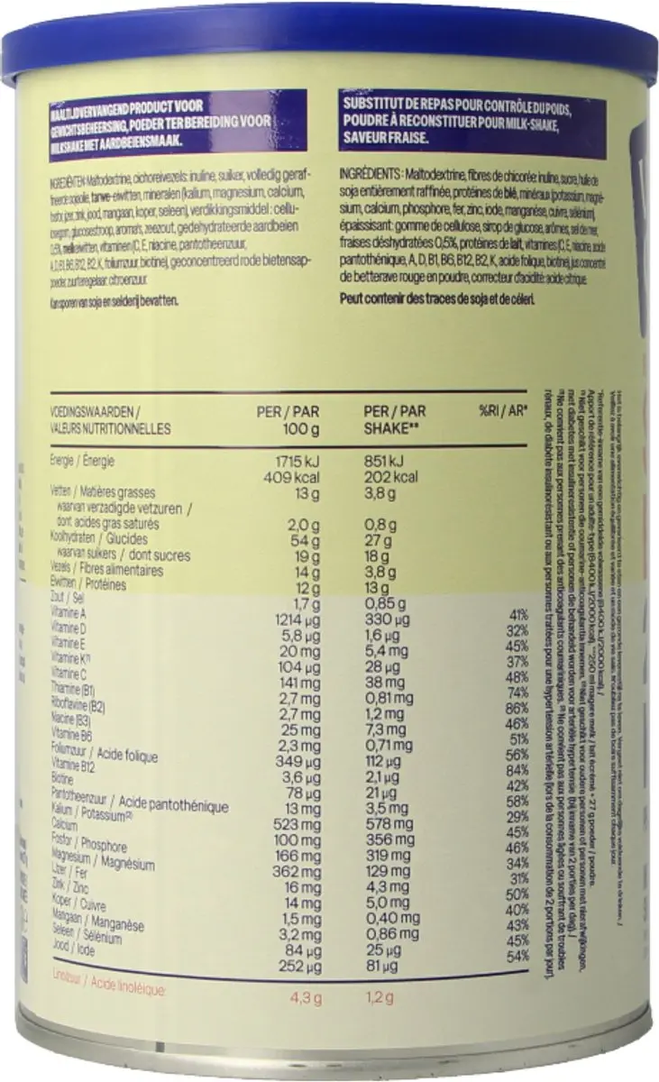 weCare Meal Replacement Shake Aardbei 436g - 16 Porties