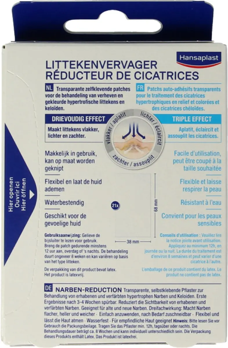 Hansaplast Littekenpleisters 21 Stuks - 3,8x6,8cm Transparant - afbeelding 6 van 6